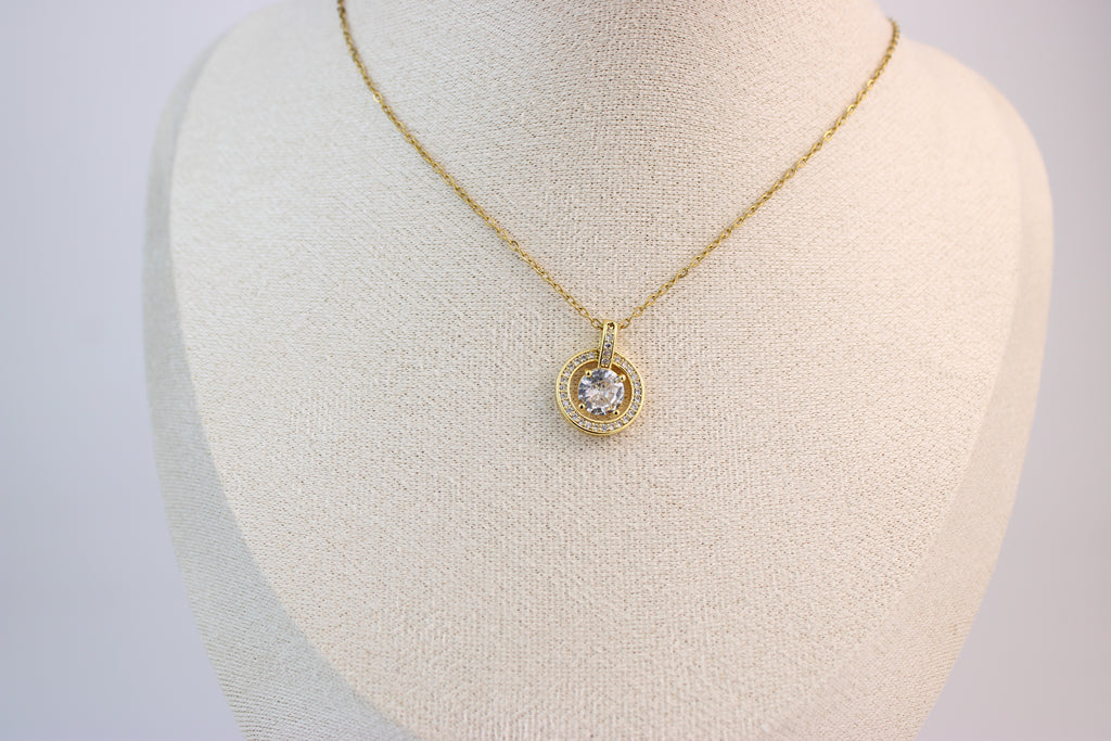 Golden Halo Crystal Necklace