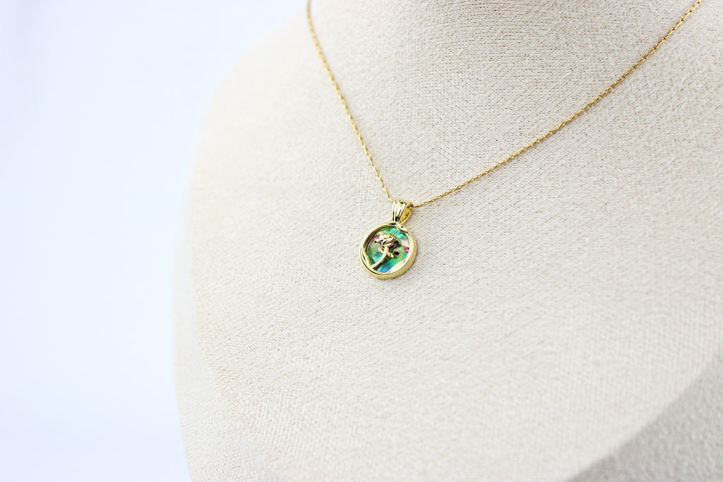 Ocean Rose Abalone Pendant Necklace