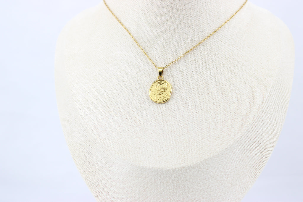 Golden Rose Medallion Necklace