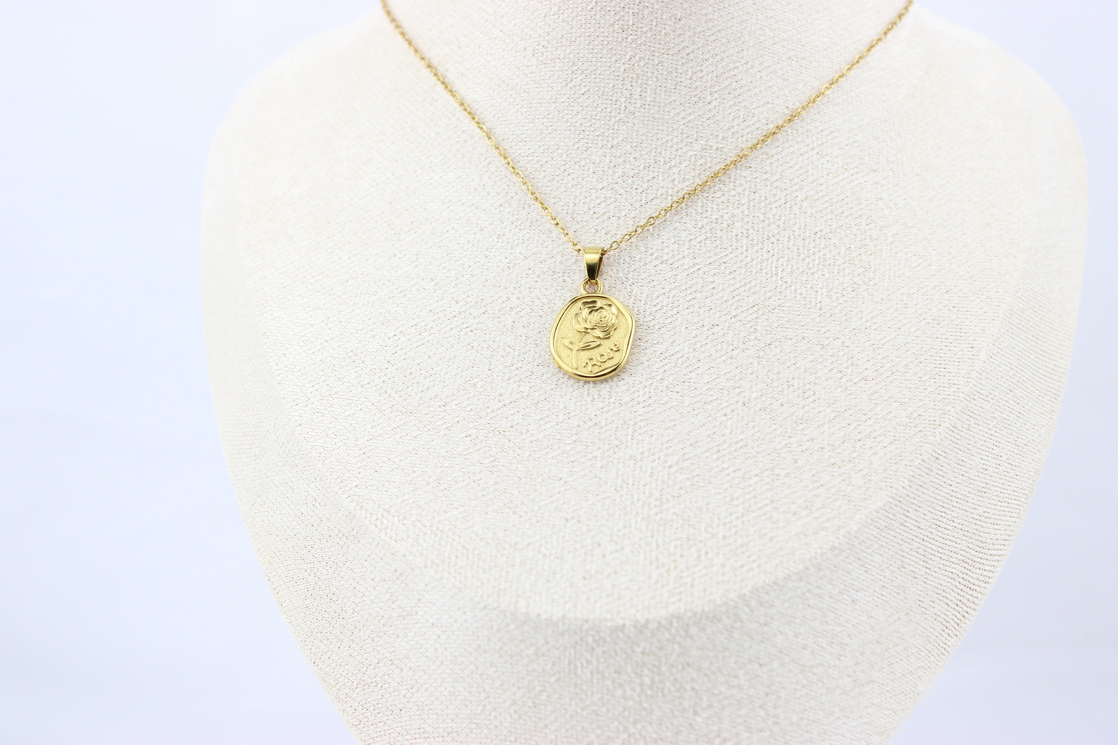 Golden Rose Medallion Necklace