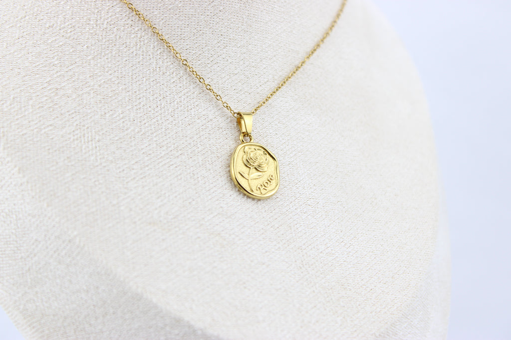Golden Rose Medallion Necklace