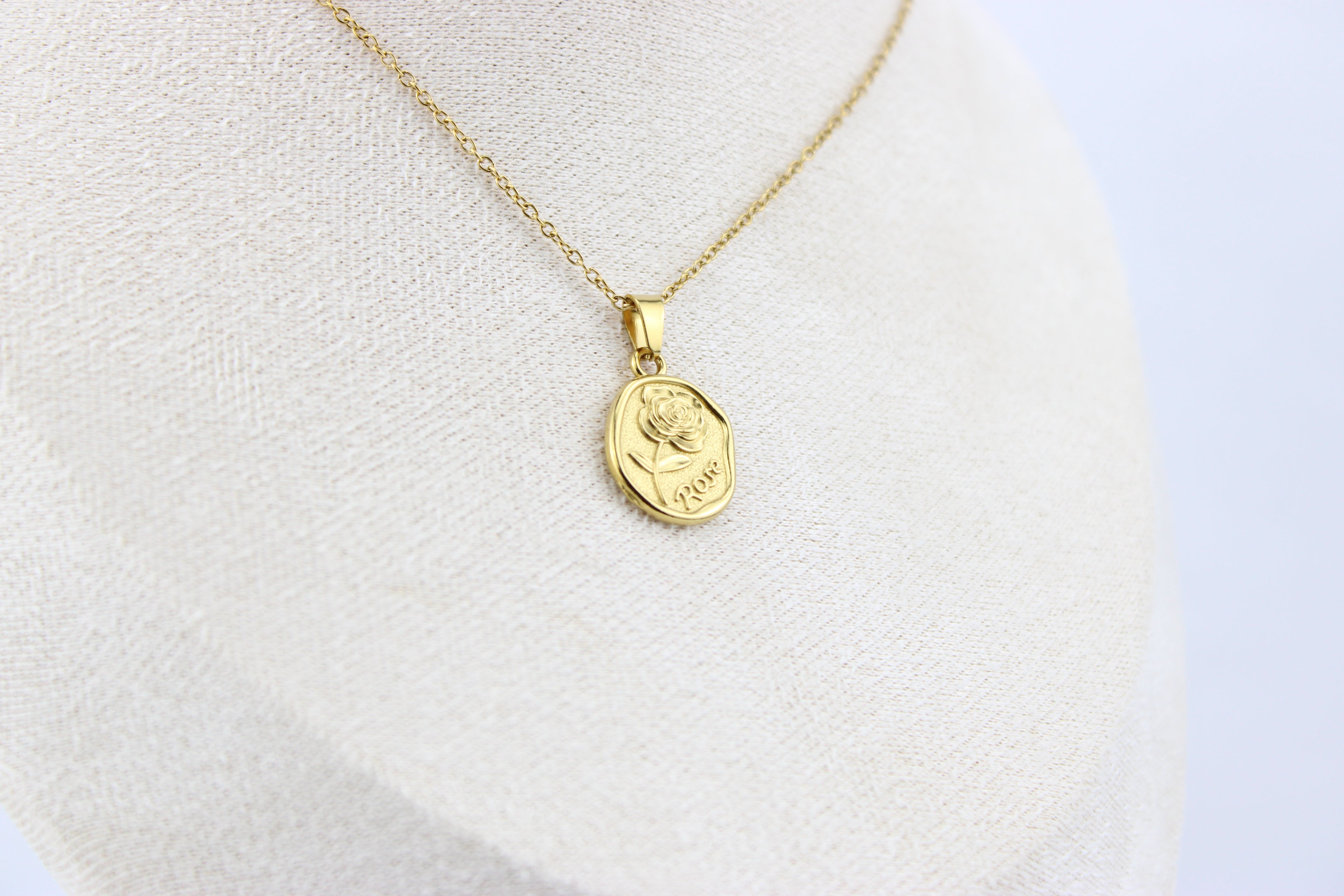 Golden Rose Medallion Necklace