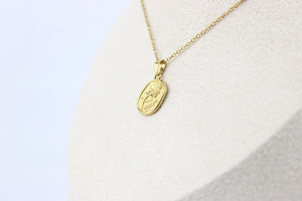 Golden Rose Medallion Necklace