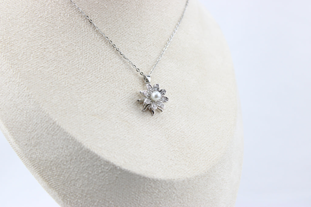 Moonlit Pearl Blossom Necklace