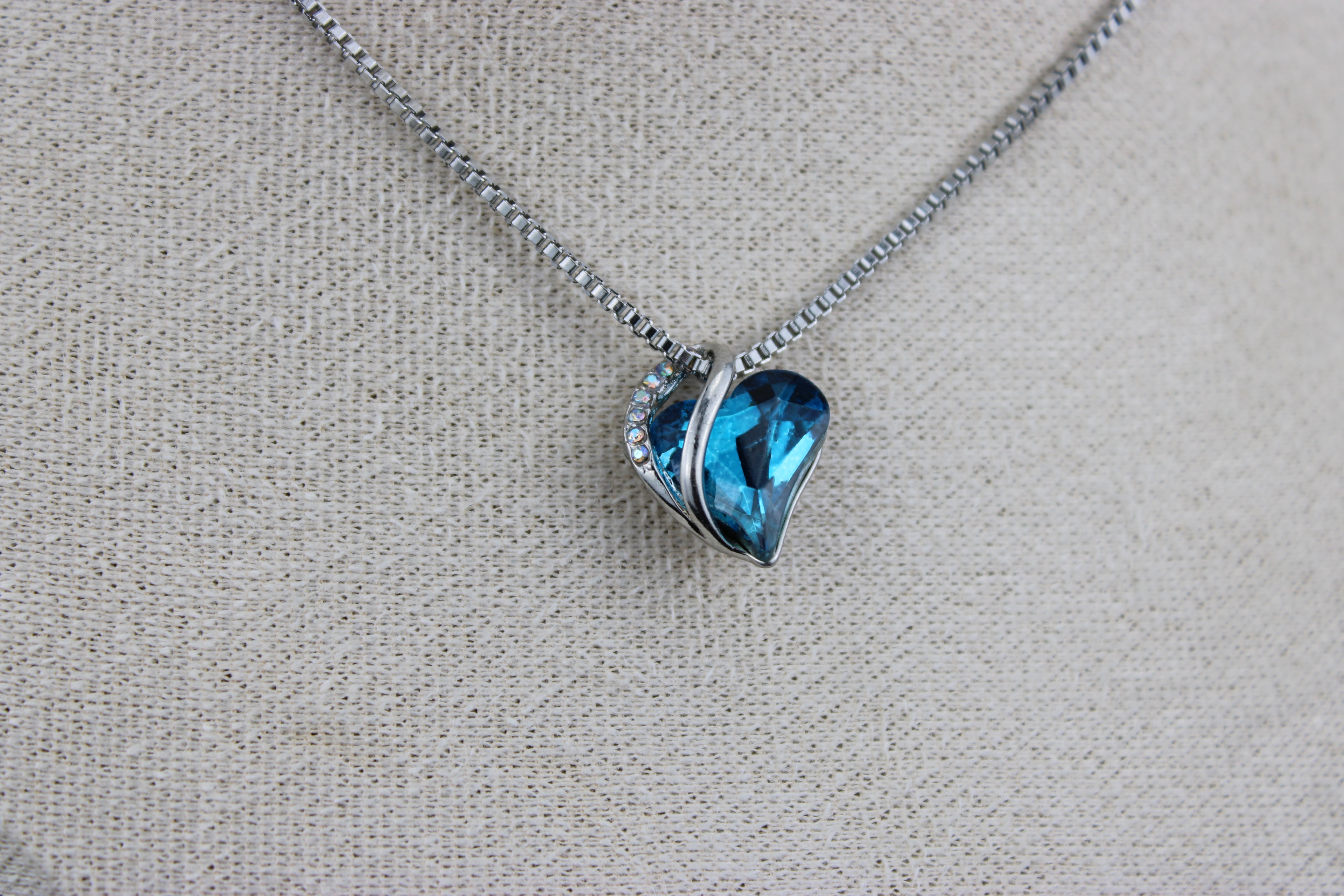 Midnight Ocean Heart Necklace