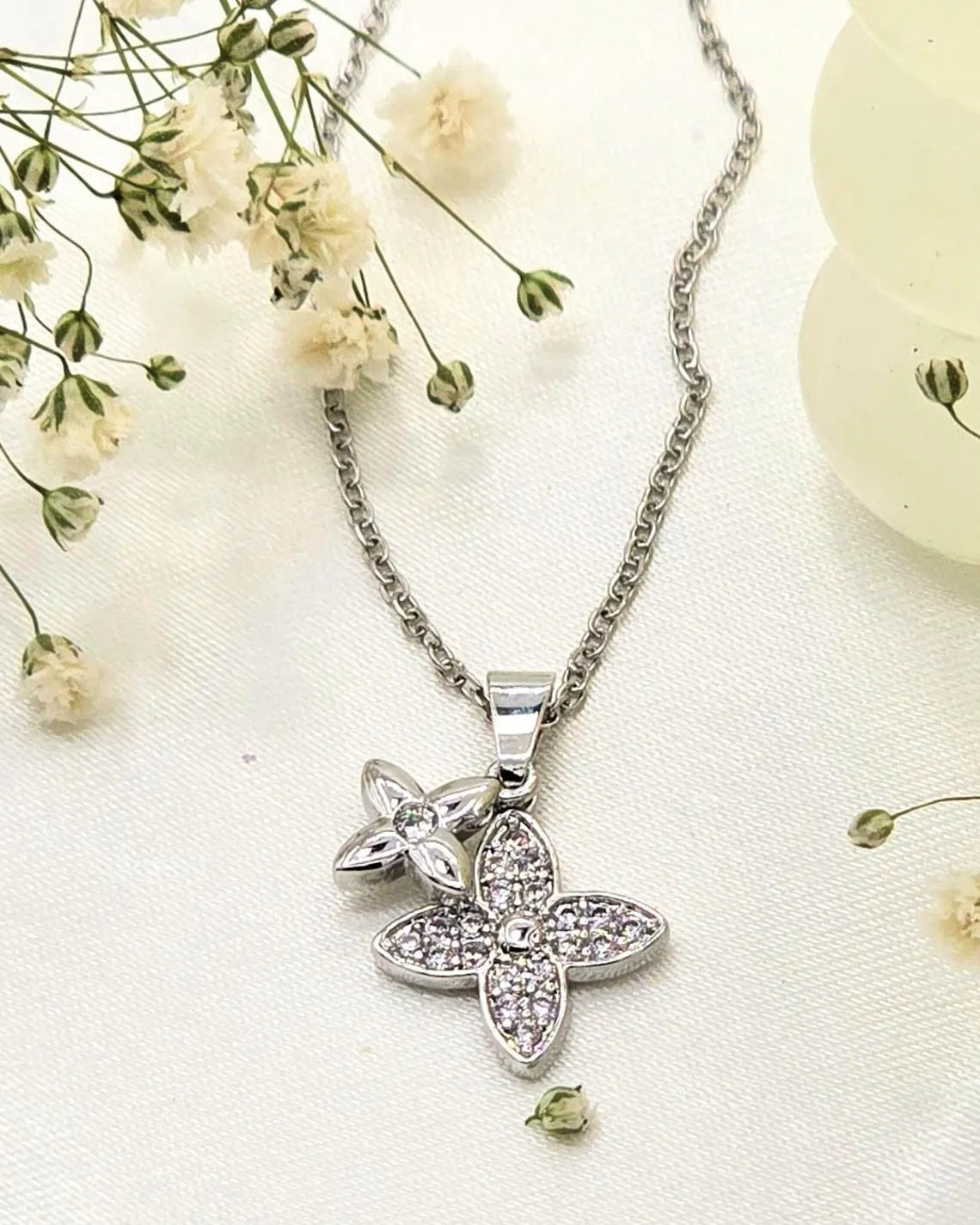 Silver Blossom Spark Necklace